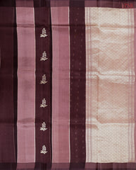 Dark Mauve Kora Banaras Silk Saree