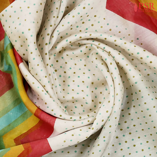 Light Beige Chanderi Silk Cotton Saree