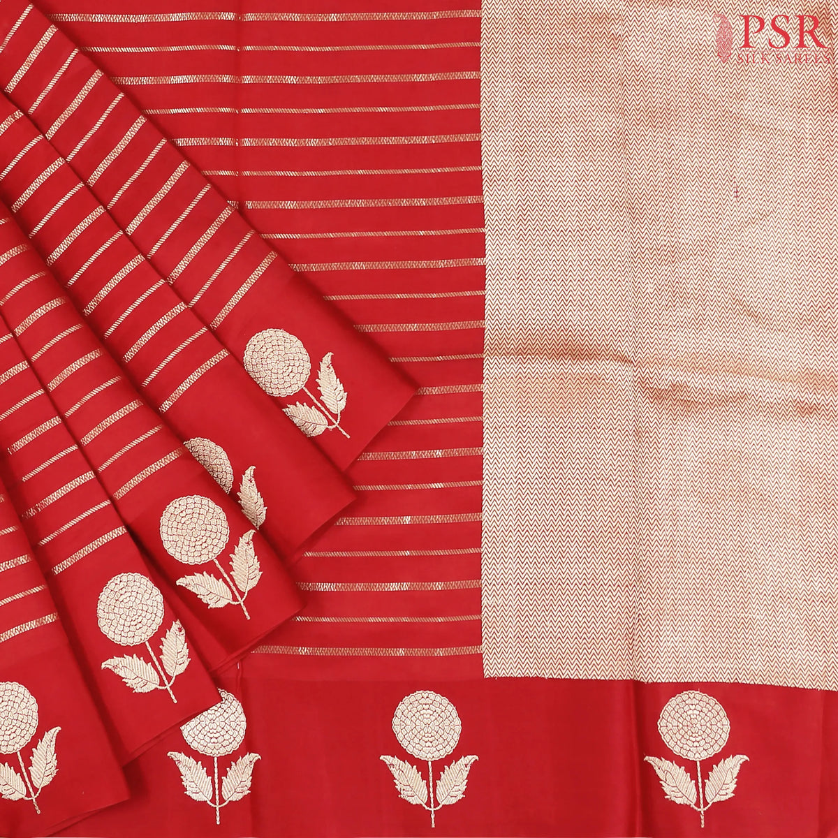 Red Chiniya Silk Saree