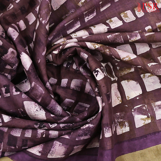 Aubergine Purple Murshidabad Silk Saree