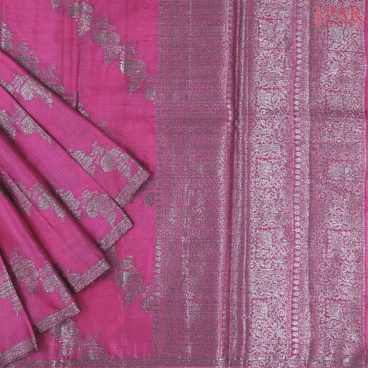 Deep Pink Banaras Tussar Silk Saree