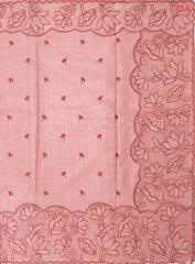 Flamingo Pink Organza Embroidery Saree
