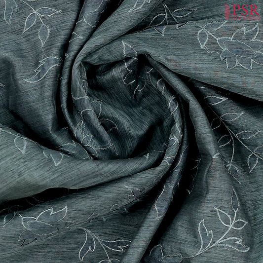 Dark Peacock Teal Linen Saree