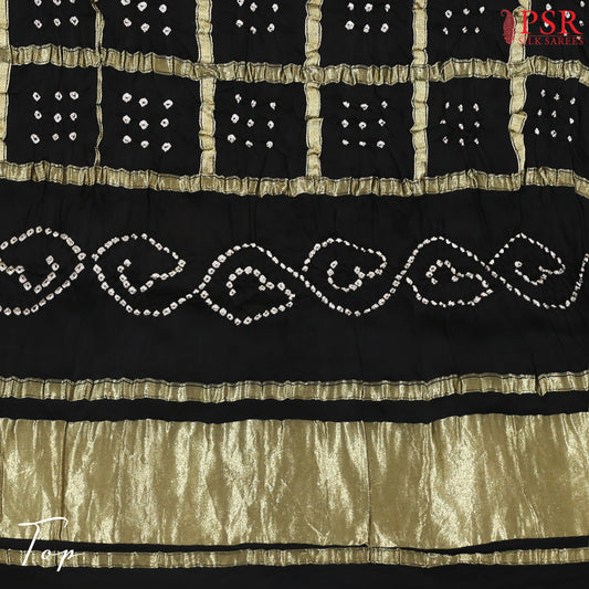 Black Bandhini Silk Dress Material