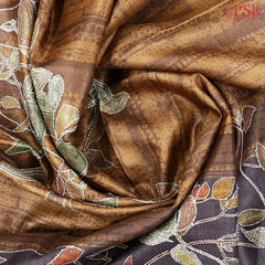 Leather Brown Kadhi Tussar Silk Saree