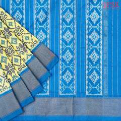Parchment Yellow Pochampally Ikat Silk Saree
