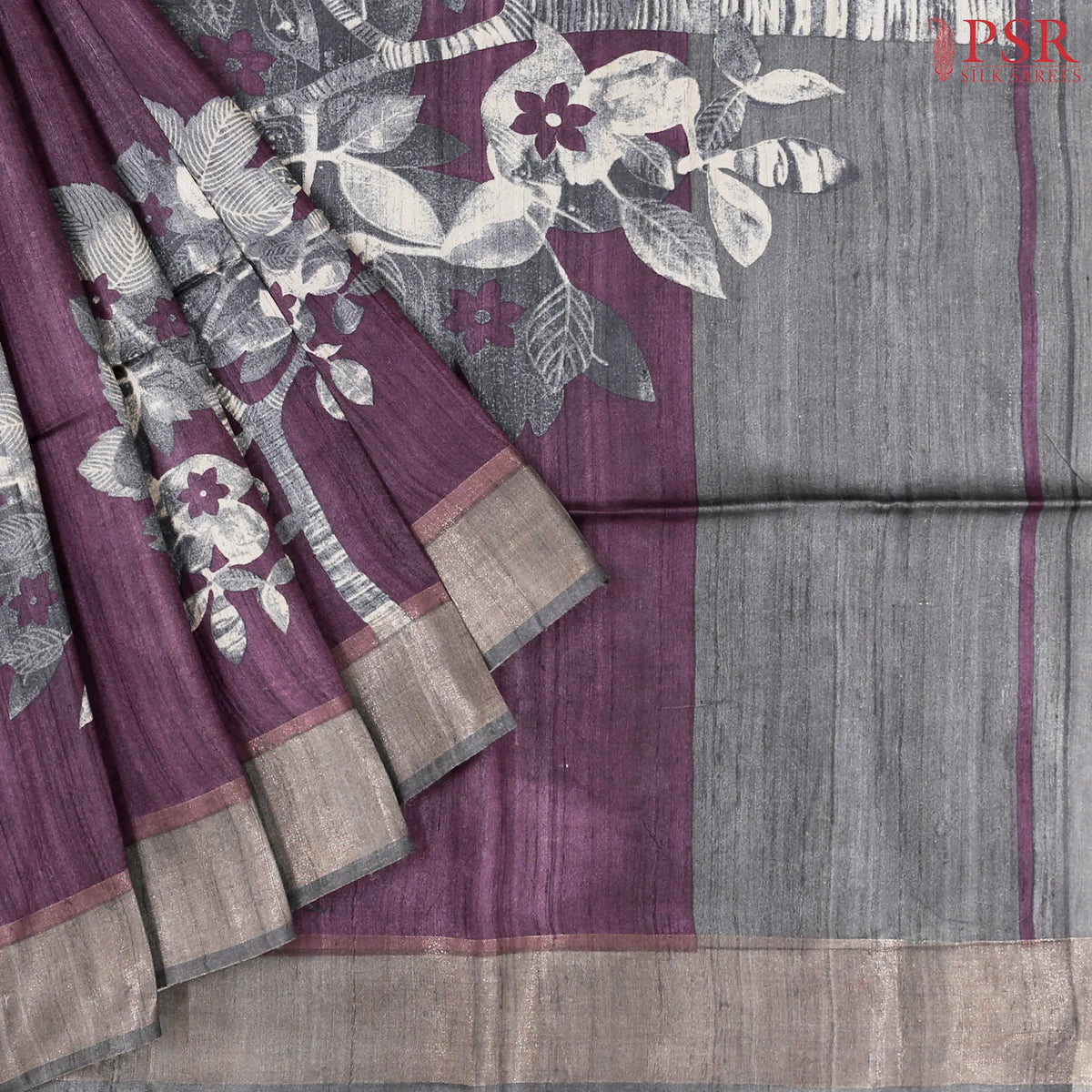 Blackberry Purple Kadhi Tussar Silk Saree