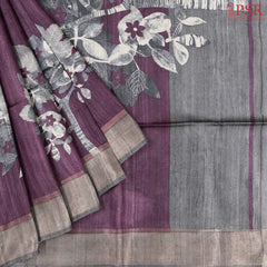 Blackberry Purple Kadhi Tussar Silk Saree