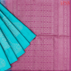 Azure Cyan Soft Silk Saree