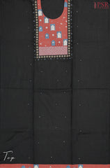 Black Cotton Embroidery Dress Material