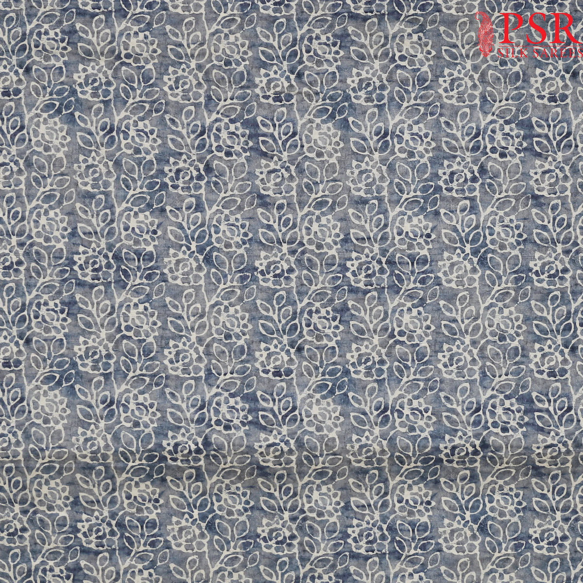Blue Grey Semi Tassar Print Running Material