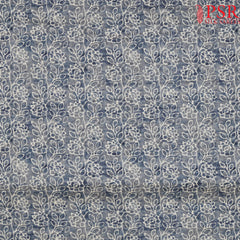 Blue Grey Semi Tassar Print Running Material