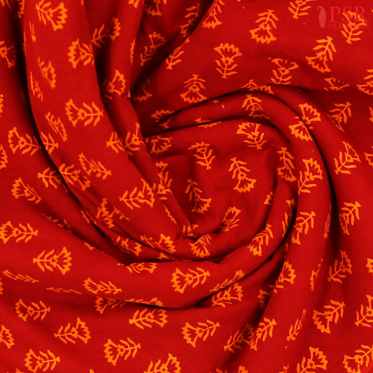 Crimson red Cotton Print Running Material