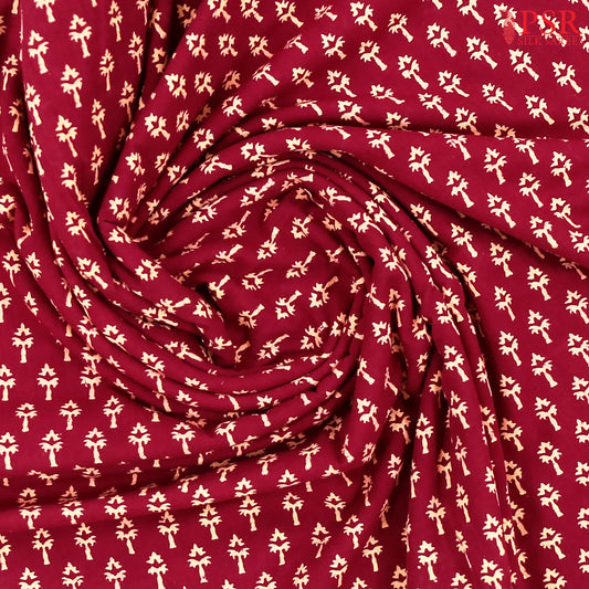 Wine Purple Cotton Print Running Material