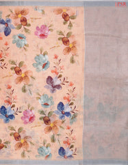 Cantaloupe Peach Linen Saree