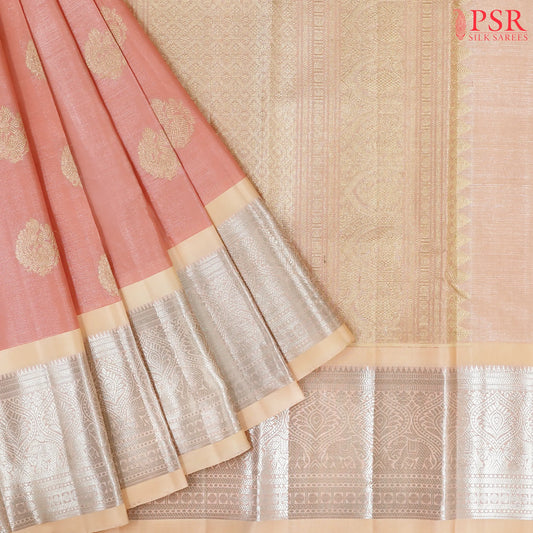 Light Salmon Pink Kanchipuram Silk Saree