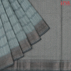 Turquoise Grey Semi Banaras Saree