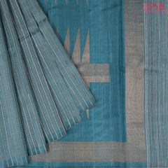 Cerulean Blue Gicha Kadhi Tussar Silk Saree