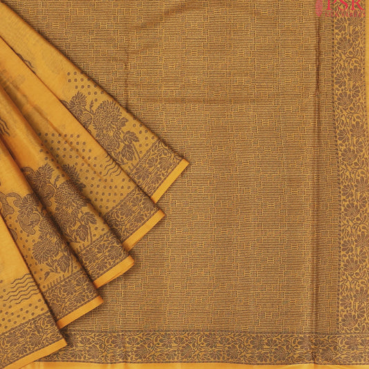 Mustard Yellow Banaras Tussar Silk Saree