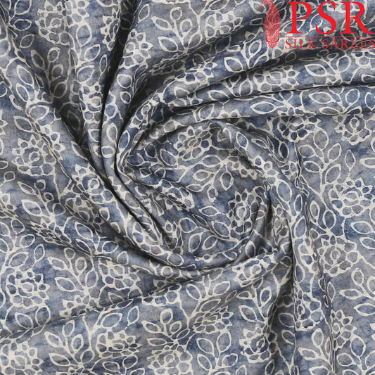 Blue Grey Semi Tassar Print Running Material
