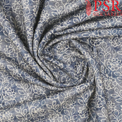 Blue Grey Semi Tassar Print Running Material
