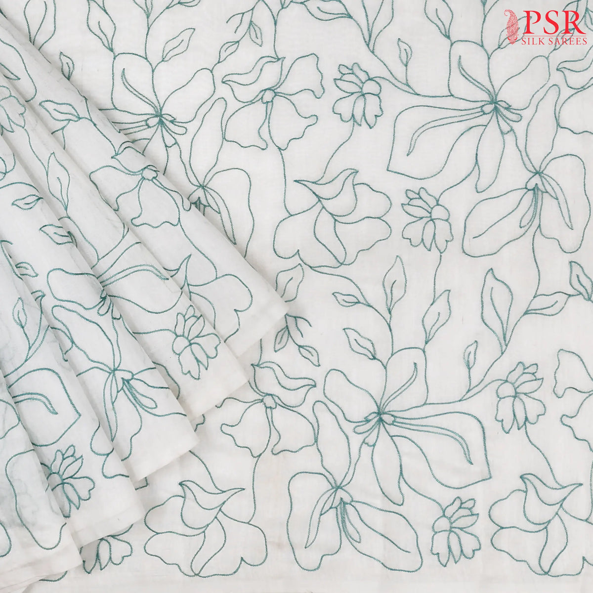 Daisy White Semi Dupion Saree