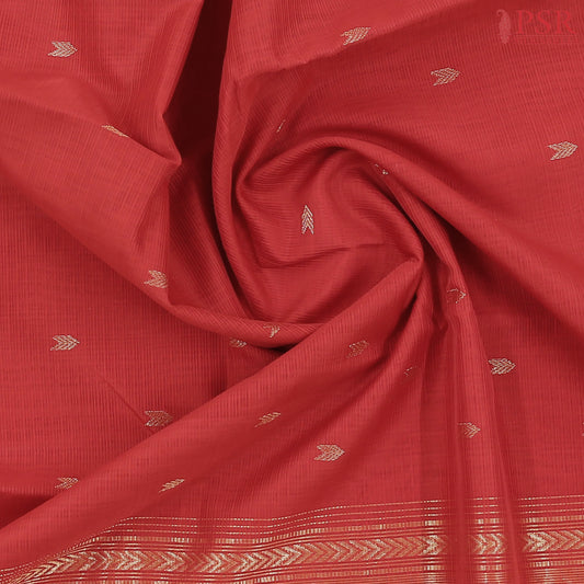Red Maheshwari Silk Cotton Saree