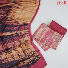 Onion Pink Tussar Silk Dress Material