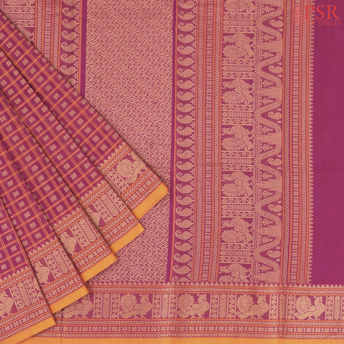 Mulberry Purple Kalakshetra Kovai Cotton Saree