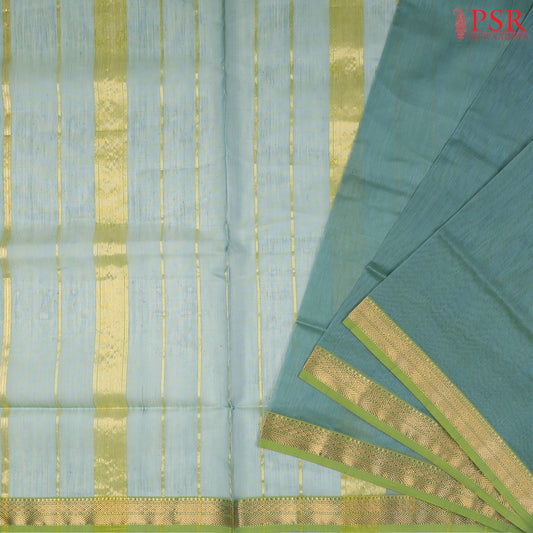 Dark Frost Blue Maheshwari  Silk Cotton Saree