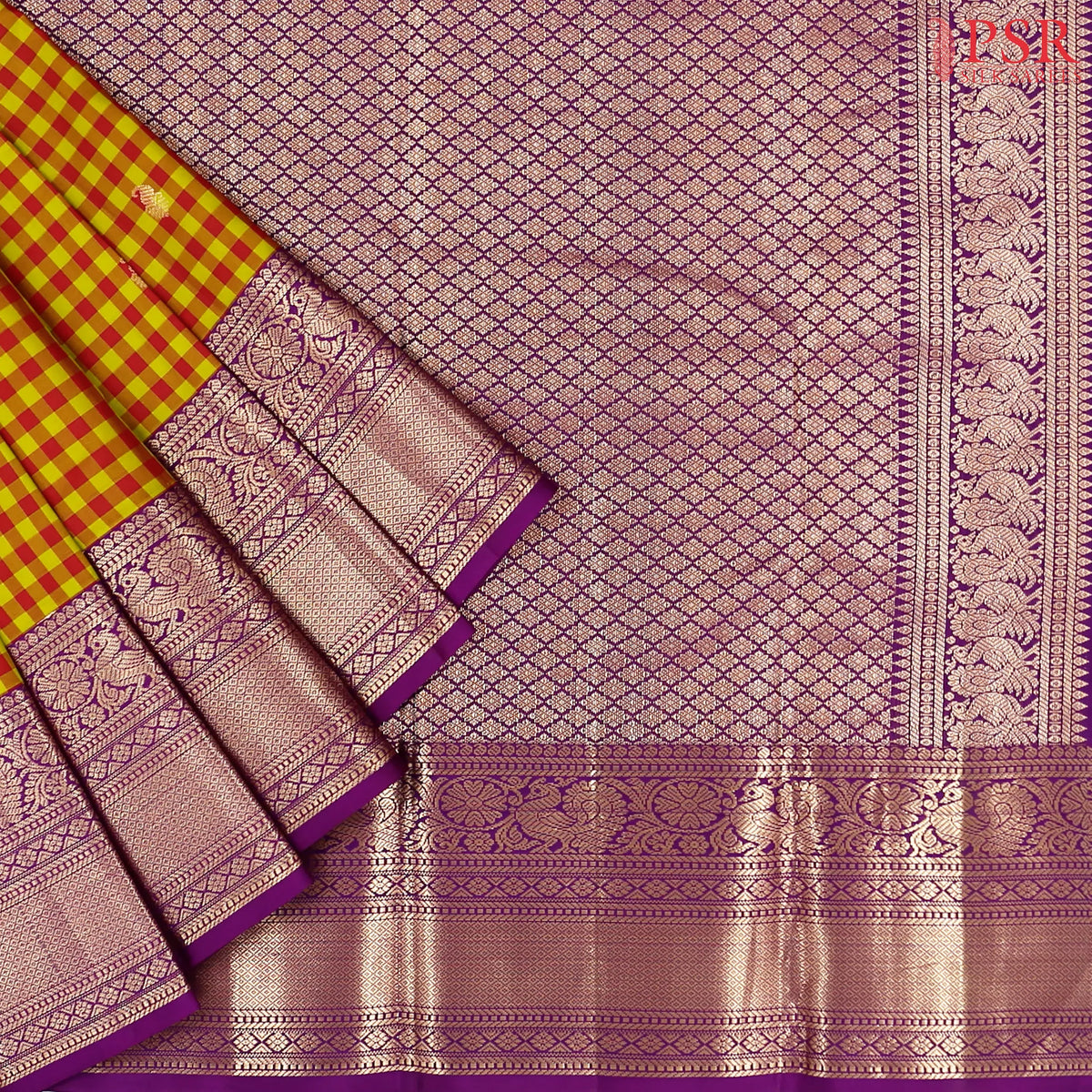 Red & Olive Fancy Kanchipuram Silk Saree