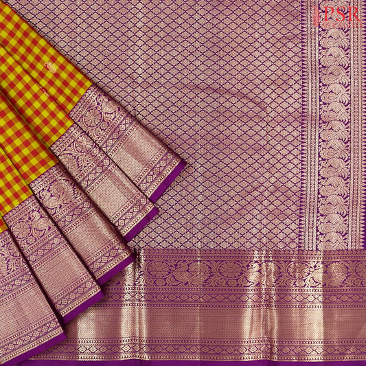 Red & Olive Fancy Kanchipuram Silk Saree