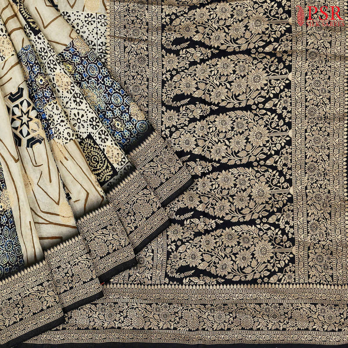 Olive Beige Semi Georgette Saree