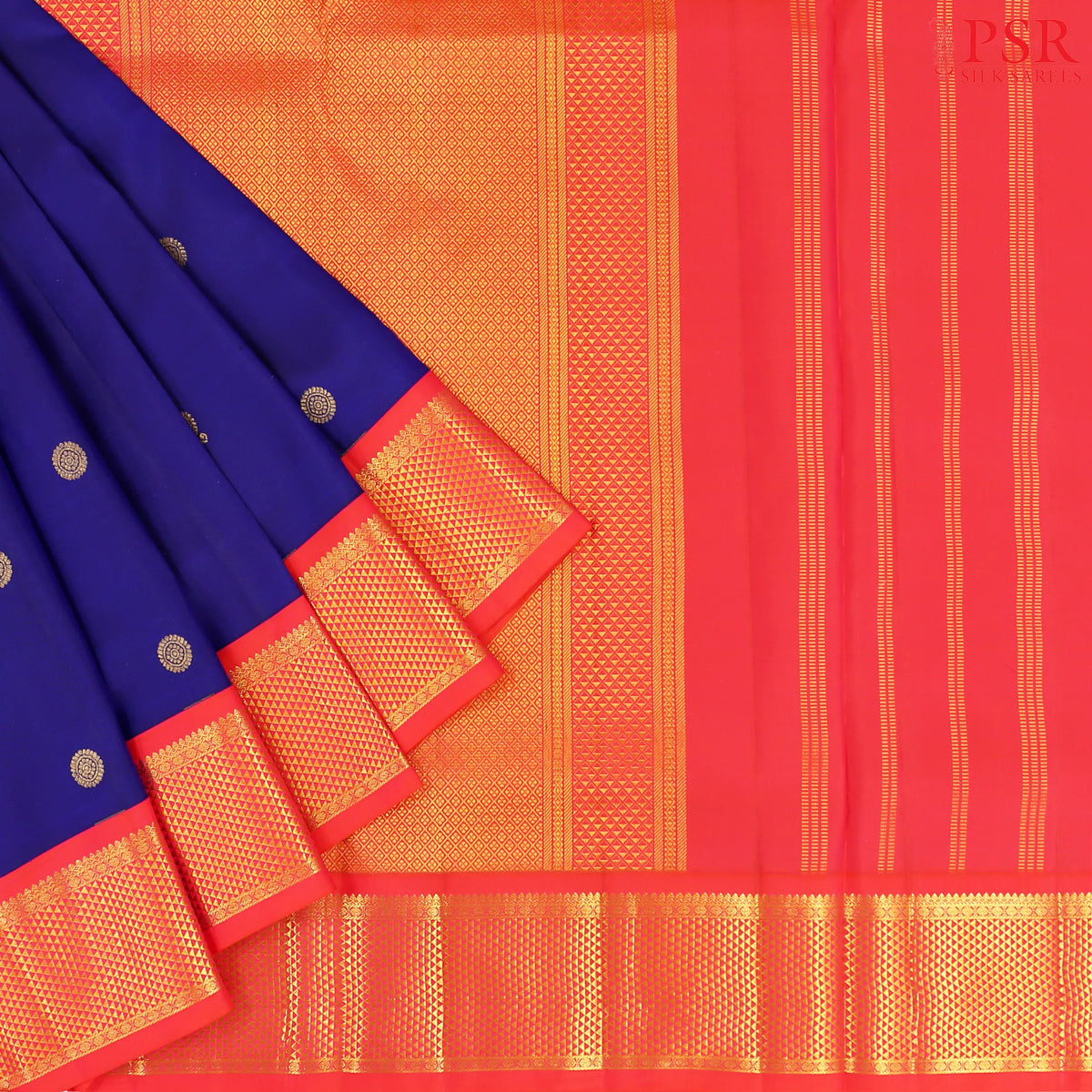 Berry Blue Nine Yards Half Fine Silk Saree