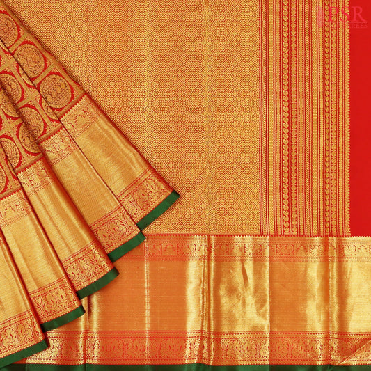 Red Kanchipuram Jacquard Silk Saree