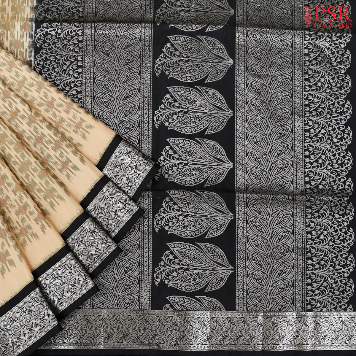 Bisque Beige Pochampally Soft Silk Saree