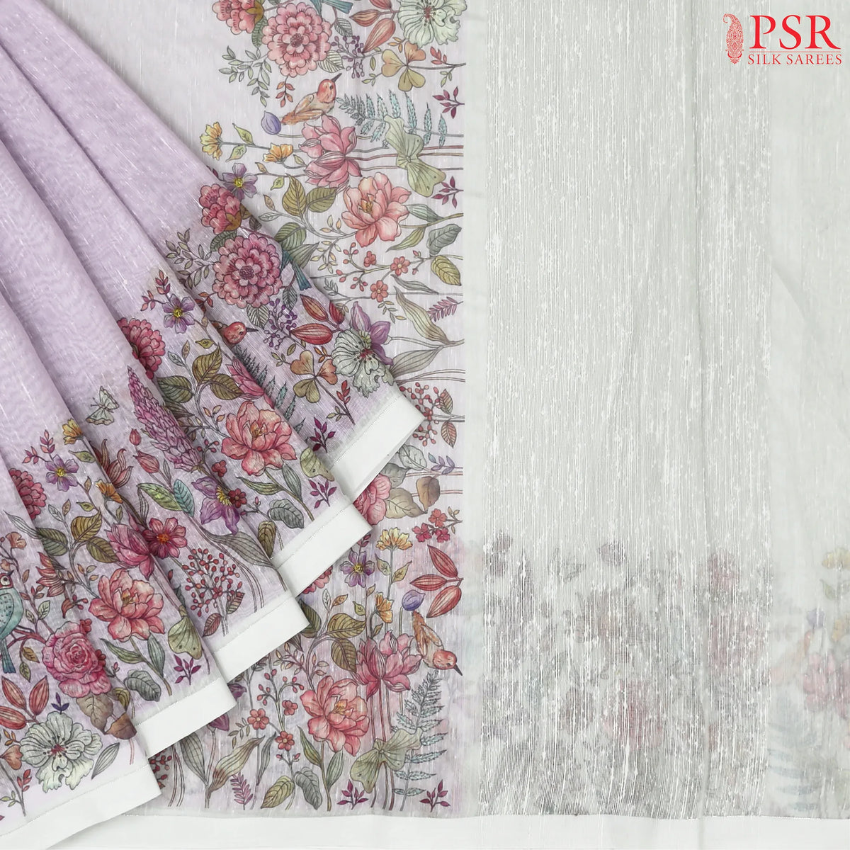 Pale Lavender Linen Saree