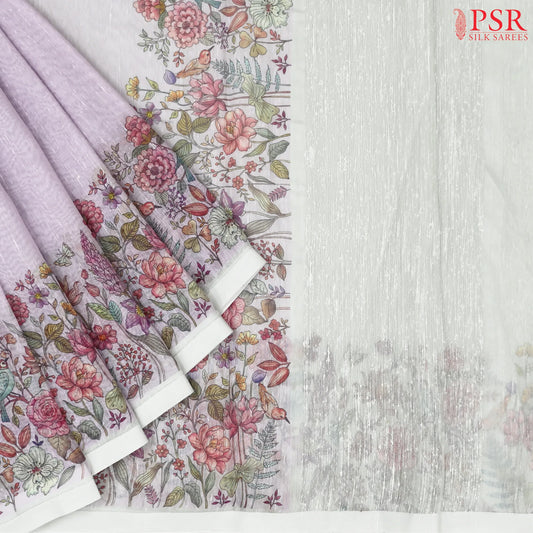 Pale Lavender Linen Saree