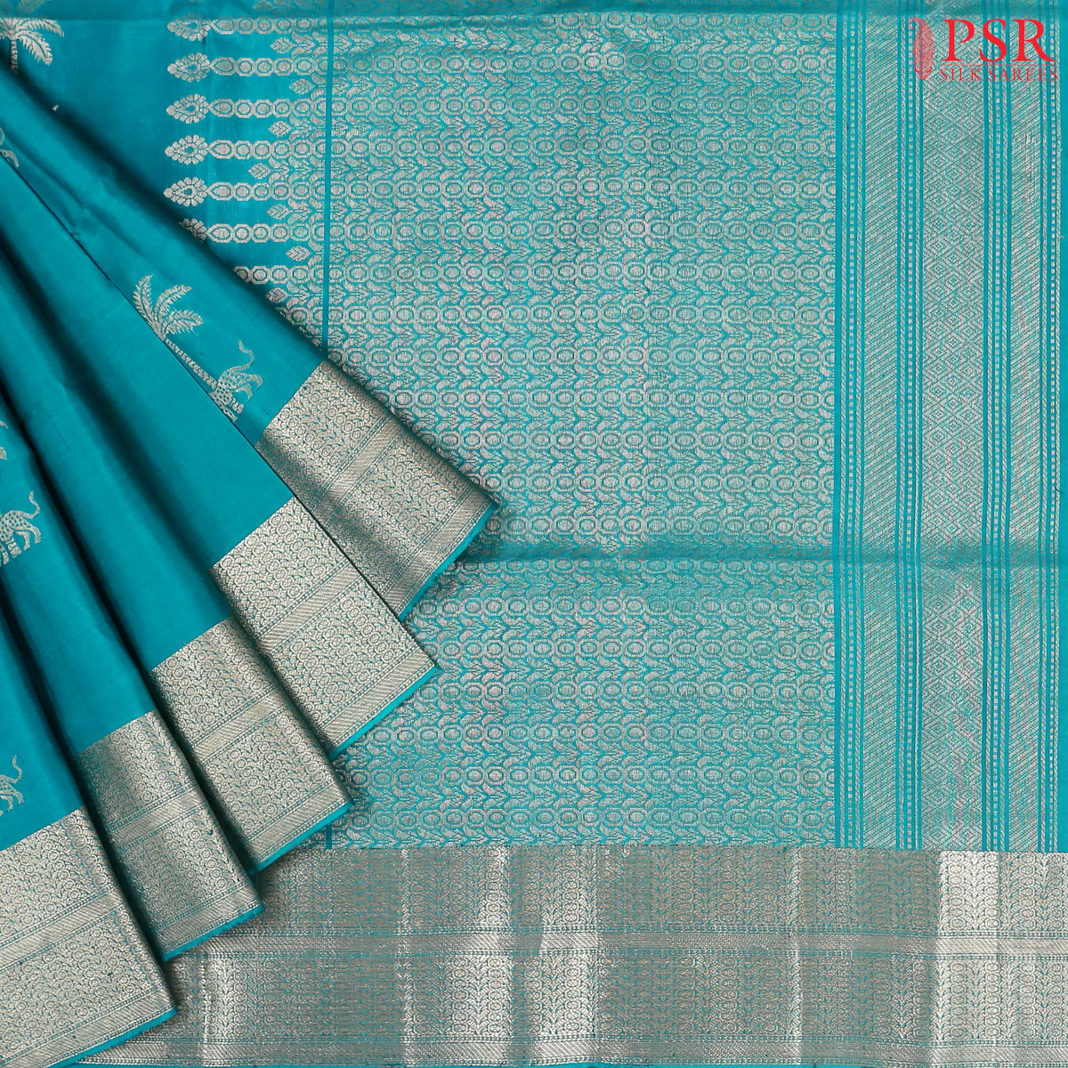 Teal Blue Soft Silk Saree