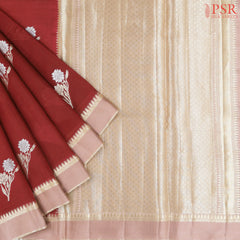 Dark Red Mango Silk Saree