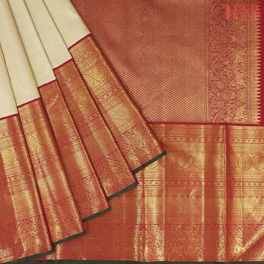 Beige Kanchipuram Silk Saree