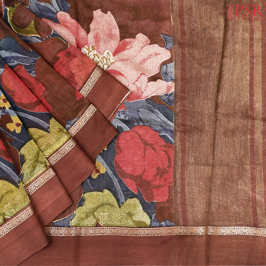 Brown Silk Cotton Saree