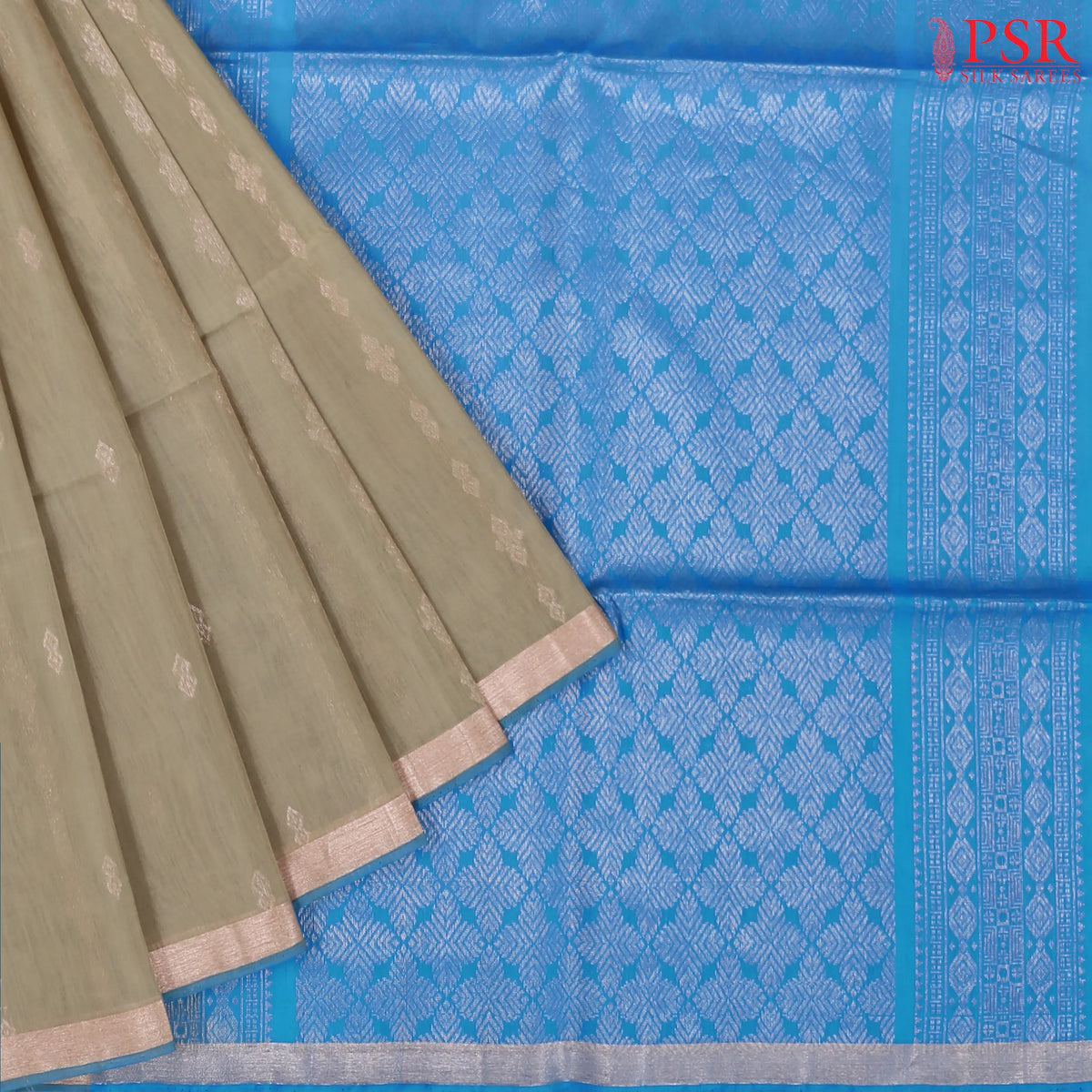 Ecru Grey Silk Cotton Saree