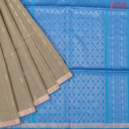 Ecru Grey Silk Cotton Saree