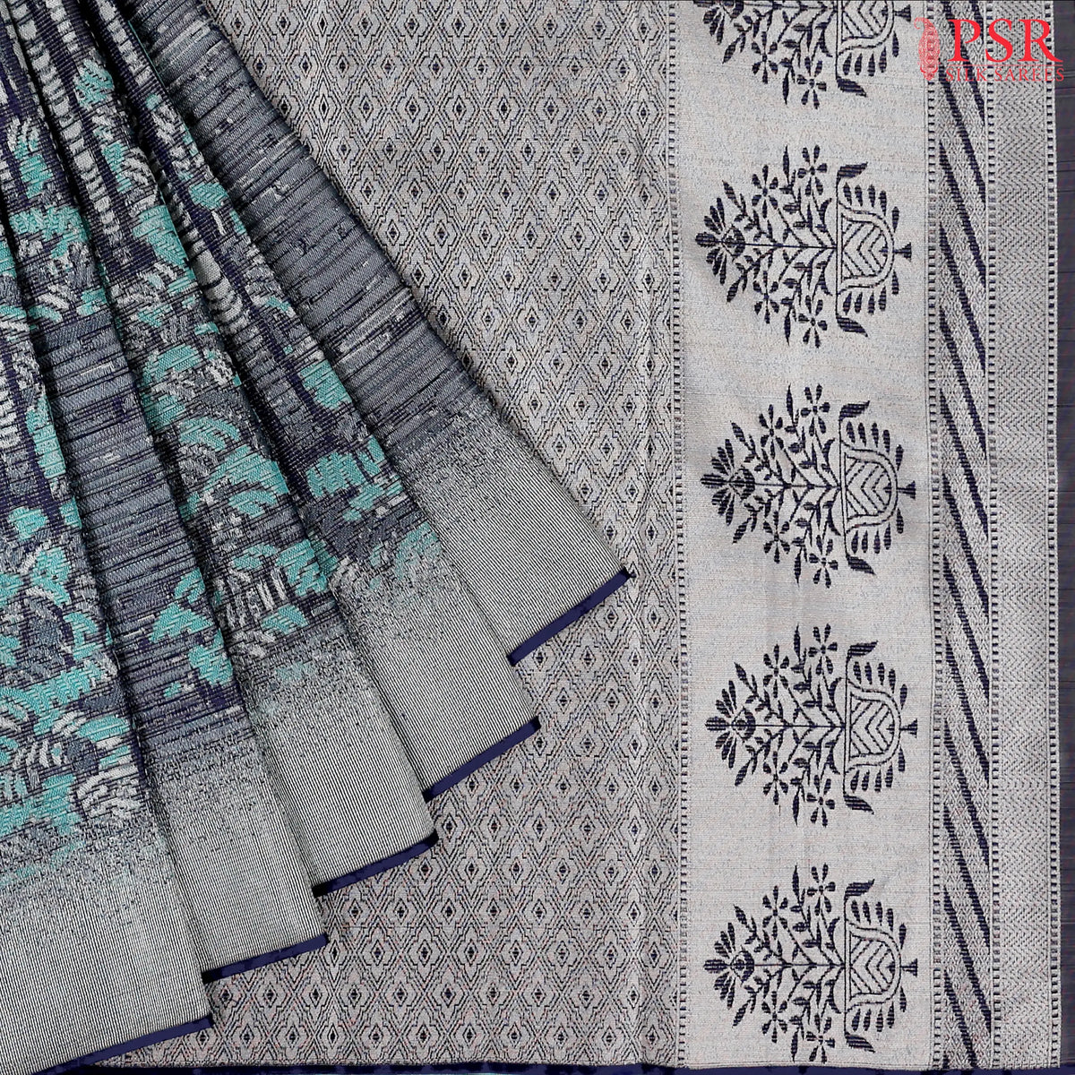 Indigo Kanchipuram Tissue Silk Saree
