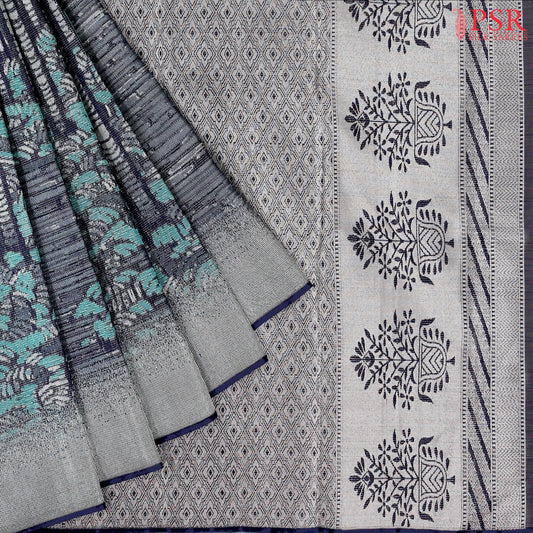 Indigo Kanchipuram Tissue Silk Saree