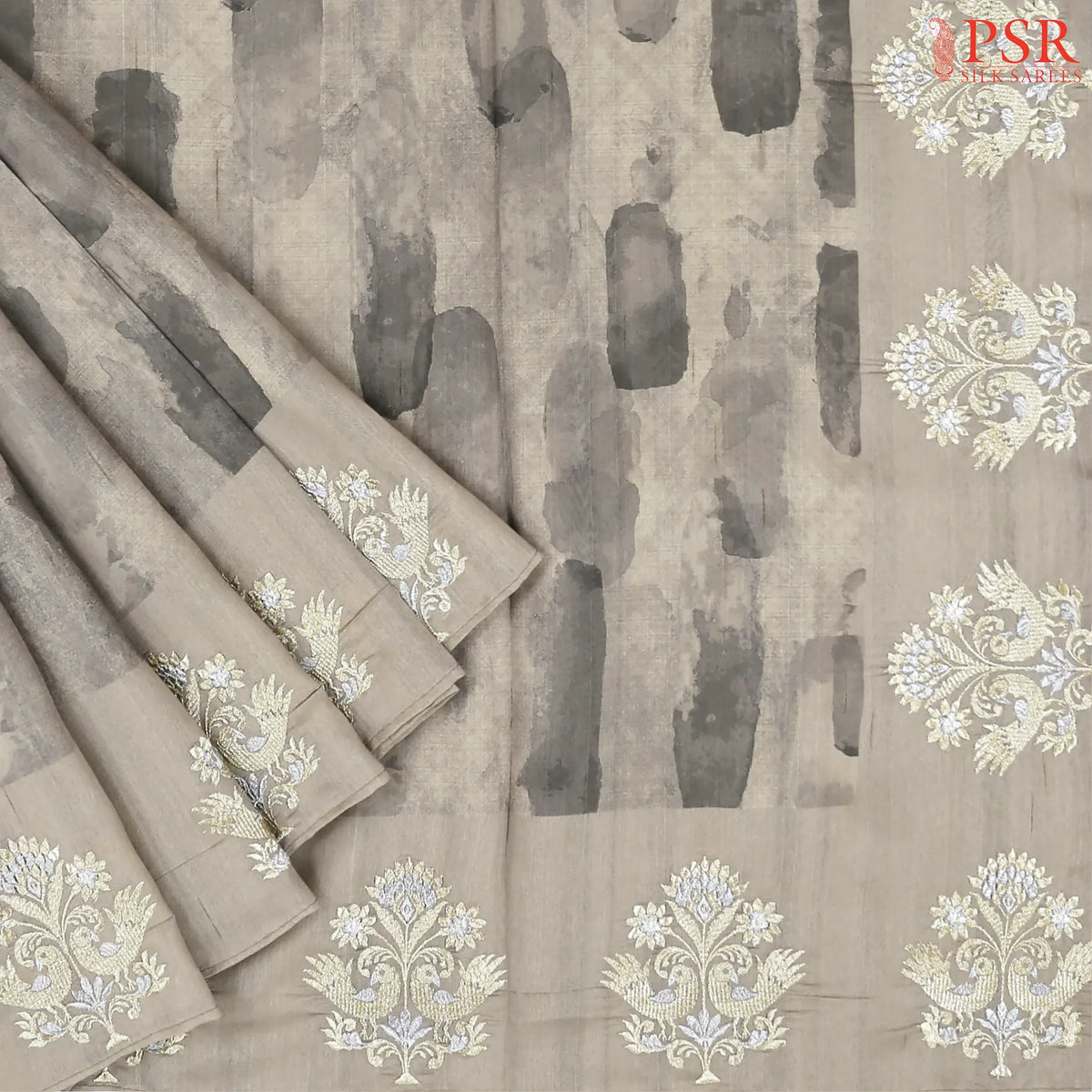 Fossil Grey Semi Tussar Saree