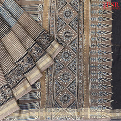 Dark Taupe Jaipur Cotton Printed Saree