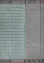 Turquoise Grey Semi Banaras Saree