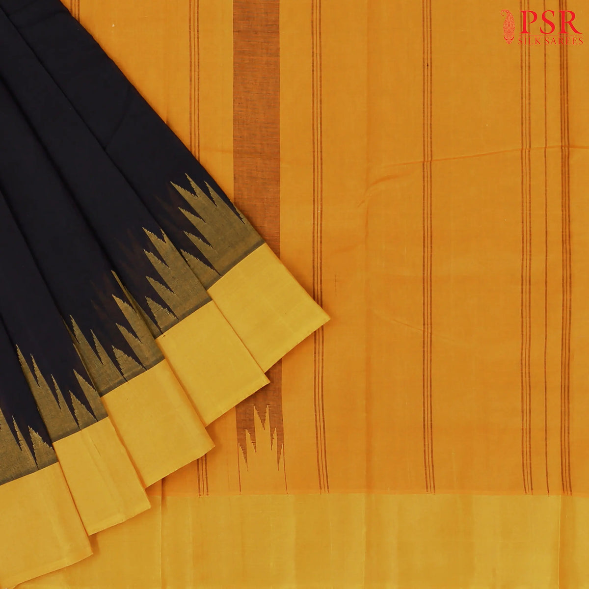Black Kanchi Gadwal Cotton Saree